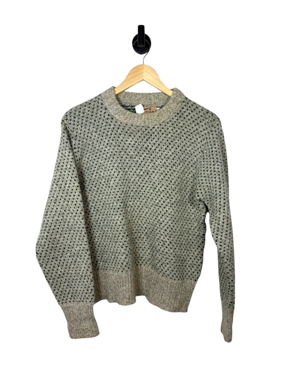 Vintage Indian Rugged Wear Wool Birdseye Knit Sweater Made USA Size S
